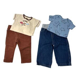 Baby Boys - 2 Outfits in Brown & Blue - Pants & Bodysuits - Size 9‎ Month